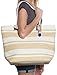 PIER 17 Women's Beach Bags | Extra Large Striped Straw Shoulder Tote with Rope Handle Zipper Closure Inner Pockets