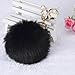 DZT1968® Solid Color Imitate Rabbit Fur Ball Keychain Handbag Key Ring Car Key (Black)