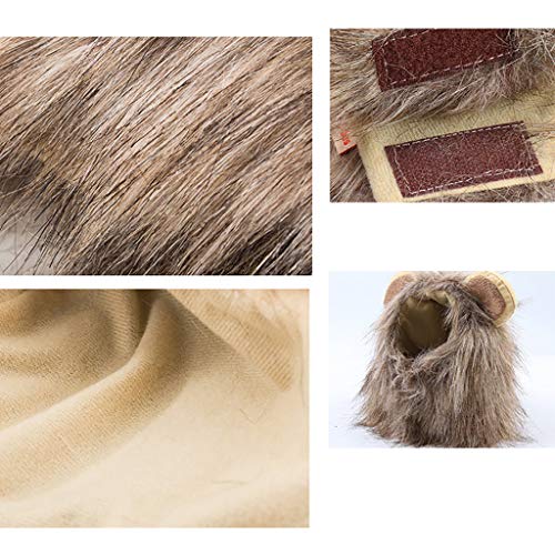 Halloween pet headwear,Lion Mane Wig for Cat Dog Accessories,Adjustable Washable Comfortable Fancy Lion Hair kitty puppy Ears cute Beauty decoration for Christmas Party (M, Brown)
