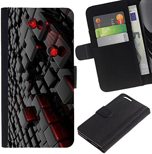 For Apple iPhone 6 Plus(5.5 inches),S-type® Wall 3D Art Red Black - Drawing PU Leather Wallet Style Pouch Protective Skin Case