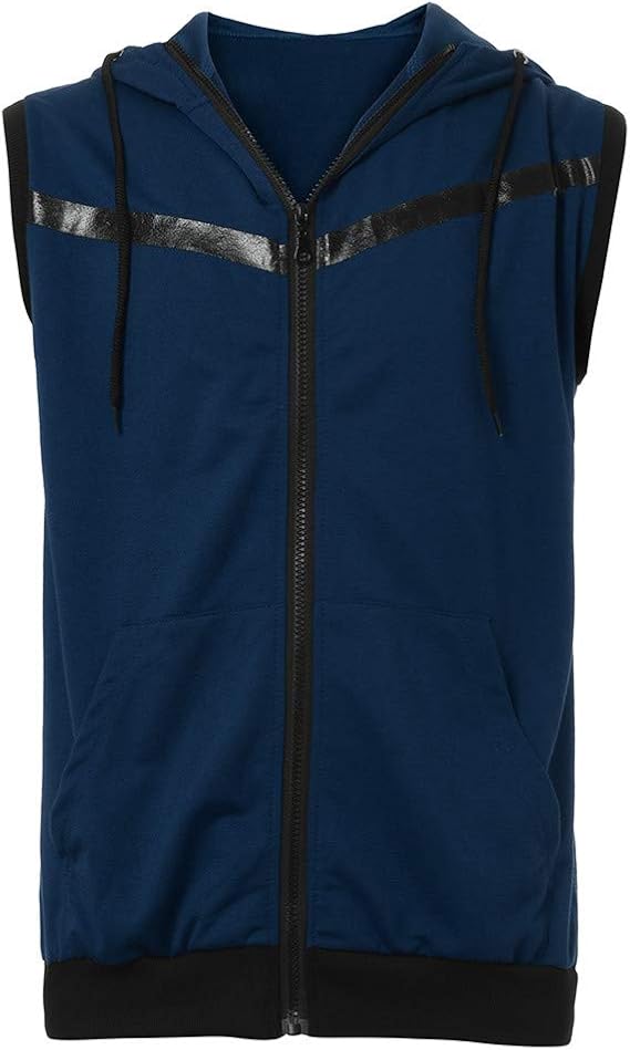 blue hoodie vest
