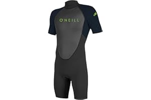 O'Neill Wetsuits Youth Reactor-2 2mm Back Zip Short Sleeve Spring Wetsuit, Black/Slate, 12