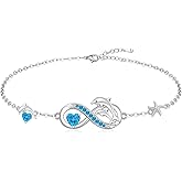 Fenthring Dolphin Gifts Dolphin Bracelet Sterling Silver Infinity Heart Dolphin Bracelets for Women Cute Dolphins Bracelet