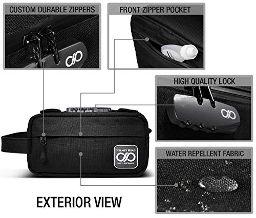 Compact Smell Proof Case + Grinder Card by HELMET HEAD | Durable Water Repellent Smell Proof Container with Combination Lock For Your Herbs + Smelly Accessories: Pipe, Vape, Rolling Papers (Black)