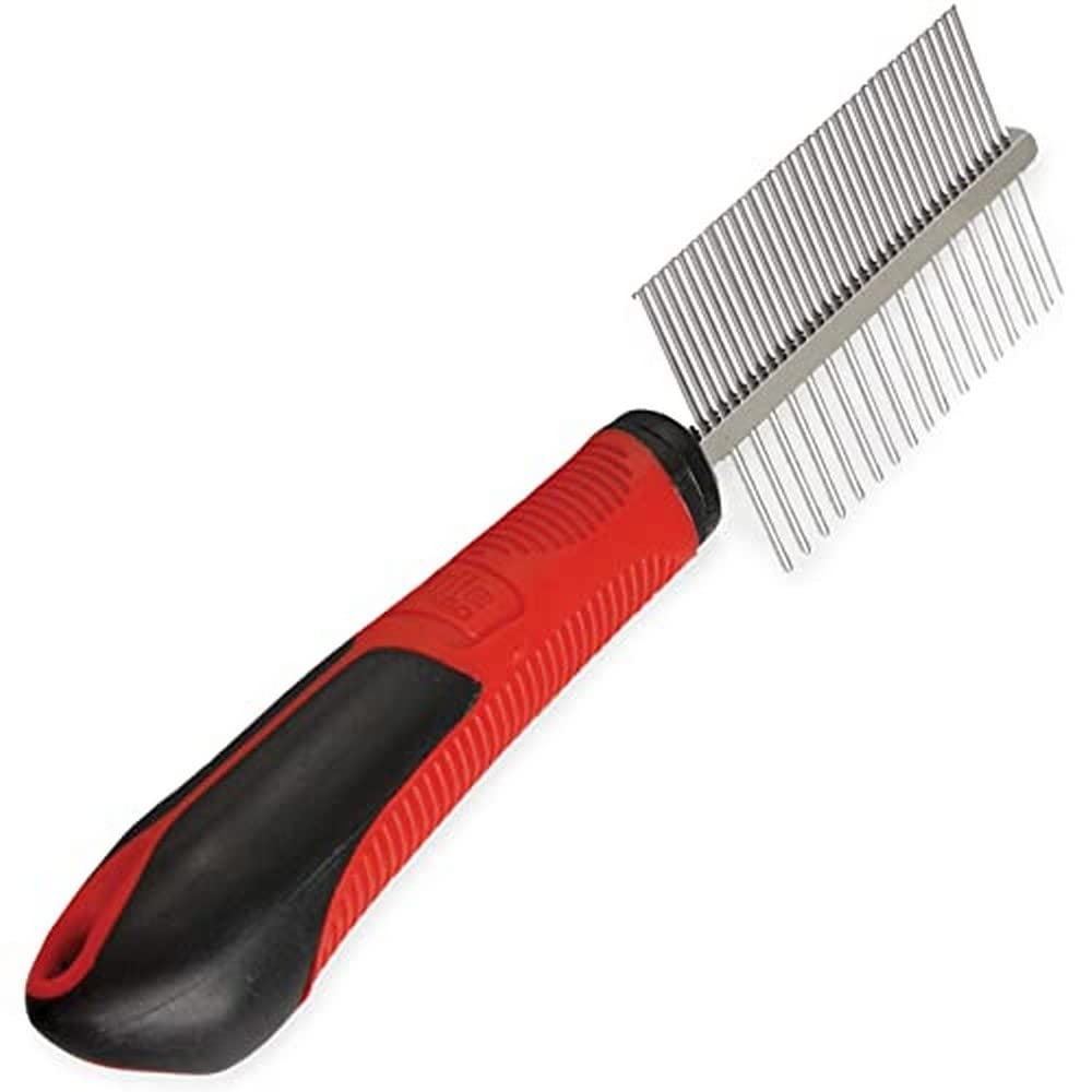 Karlie Grooming Comb with Handle Double, 30 x 5.5 x 3 cm, Red/Black