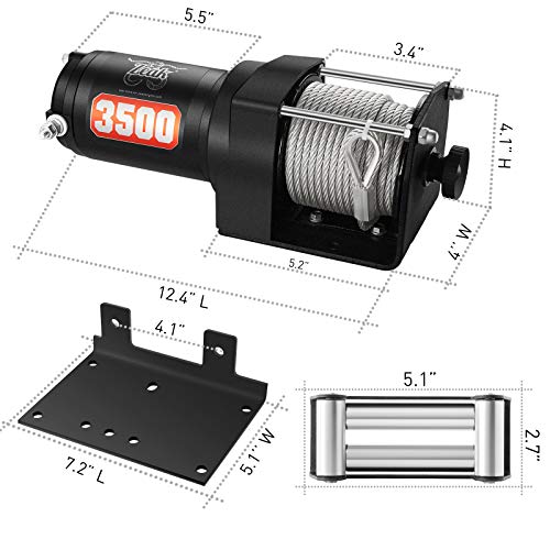 ZEAK 12V DC 3500 lb. ATV/UTV Electric Winch Kit, Steel Cable with Wireless Remote, Mini-Rocker, Bracket - Image 5