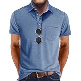 SEGANUP Men's Casual Collared Polo Shirts Cotton Short Sleeve Golf Shirts Fashion Basic Shirts with Pocket