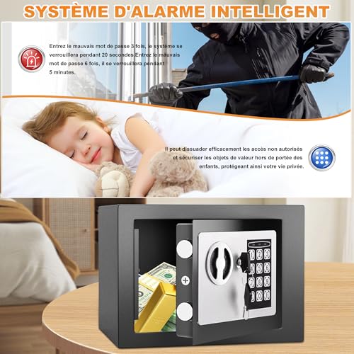 6.6L Digital Steel Safe Electronic Security Home Office Cash Safe 2 Keys 11