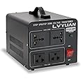 LVYUAN Voltage Converter Transformer 1000 Watt Step Up/Down Convert from 110V-120V to 220V-240Vt and from 220V-240V to 110V-120V with 2 US outlets, 2 Universal outlets, Resettable Circuit Breaker