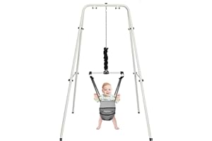 Hapbabe 2 in 1 Baby Jumper with Stand, Baby Walking Harness Function, Premium Spring, for Infant 6-12 Months, Easy to Fold and Storage, Grey