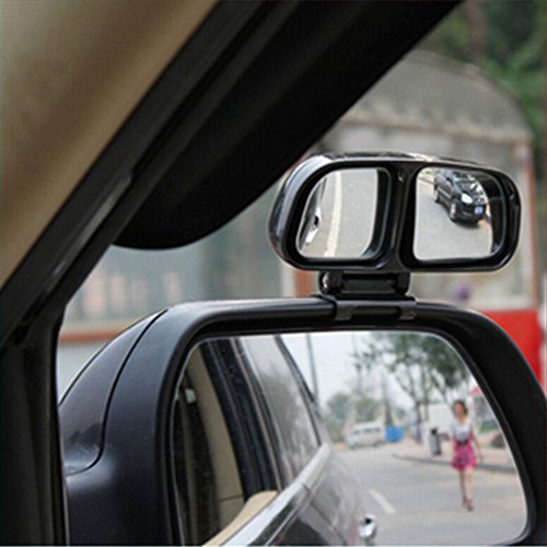 Car Auxiliary Right Chrome Blind Spot Mirror, ECLEAR Universal Rear Side 360°Wide Angle View Mirrors for Vehicle Suv Truck Motorcycle Fit Stick-on Design 1 Piece,Black