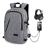 ZZRS Business Laptop Backpack,School Bookbag,Travel Computer Backpack Water Resistant with Anti-theft Lock & USB Charging Port Fits 15.6 inch Laptop for Women & Men-Gray