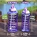 QuiFit Motivational Gallon Water Bottle - with Straw & Time Marker BPA Free 128/64 oz Large Water Jug Leak-Proof Durable for Fitness Outdoor Enthusiasts(Purple-B2, 64 oz)