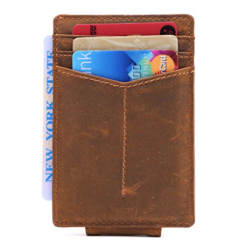 Money Clip, Front Pocket Wallet, Leather RFID Blocking Strong Magnet thin Wallet