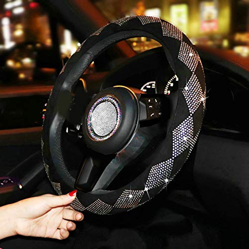 Dyshuai 15Inch Sparkling Shining Diamond Car Wheel Covers for Women Elegant Rhombus Rhinestone