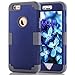 iPhone 6 Plus Cases,JDBRUIAN 3in1 Shield Series Heavy Duty Hybrid Hard PC Soft Silicone Combo Hybrid Defender High Impact Body Armor Box Case for iPhone 6 Plus/6S Plus(5.5inch) - Dark Blue & Gray