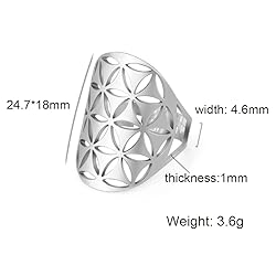 Amaxer Cutout Flower of Life Mandala Ring for Women