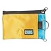 Chums Surfshorts Wallet - Lightweight Zippered Minimalist Wallet with Clear ID Window - Water Resistant with Key Ring (Mustard/Horizon Blue),One Size,18401172
