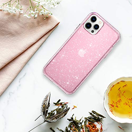 Coolwee Clear Glitter For Iphone 12 Pro Max Case Shockproof Protective Sparkle Women Girls Soft Tpu Bumper Cover Compatible With Apple Iphone 12 Pro Max 6 7 Inch Shiny Crystal Bling Transparent Pink Pricepulse