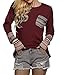 POGTMM Women Long Sleeve/Short Sleeve O-Neck Patchwork Casual Loose T-shirt Blouse Tops