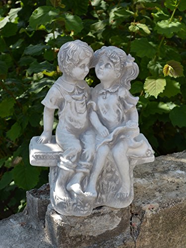 gartendekoparadies.de Wunderschöne Steinfigur Mädchen und Junge auf Einer Bank aus Steinguss, frostfest – Bild 4