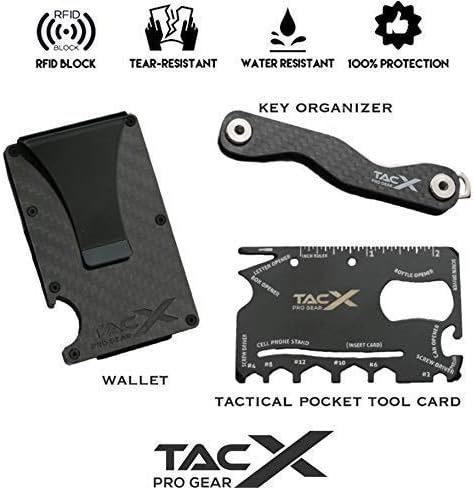 Stealth Pocket Bundle | Carbon Fiber Minimalist Wallet & Key Organizer Set | Bonus Credit Card Tool | RFID Blocking Front Pocket Wallet | Money Clip | Slim Business Card Holder & Key Chain