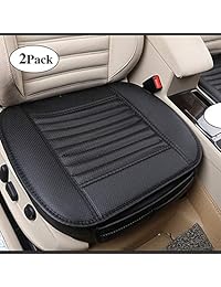 2 unidades funda para asiento delantero para auto, silla de oficina con carbón vegetal de bambú de piel sintética., Negro