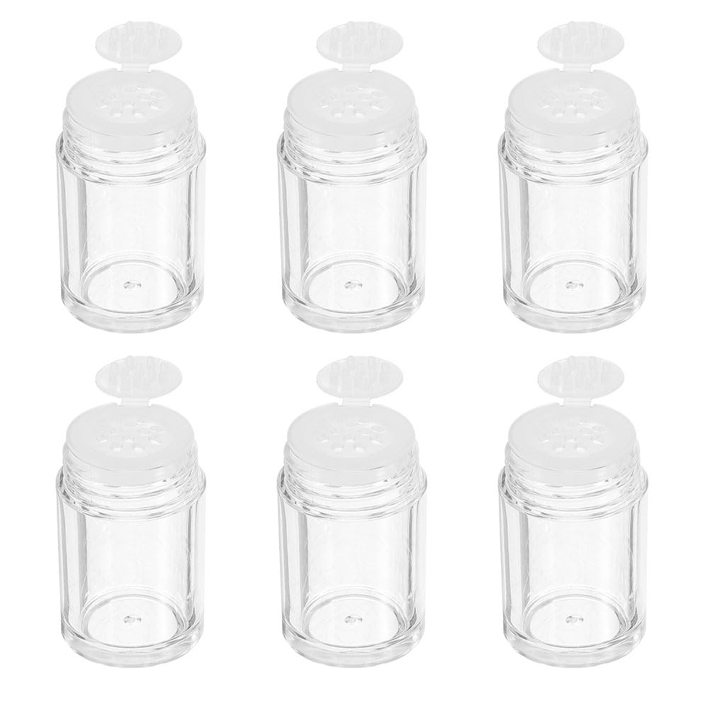 minkissy 6Pcs 10Ml Mini Loose Powder Bottles Travel Refillable Clear Plastic Containers with Sifter and Flip Lid for Makeup Foundation Storage