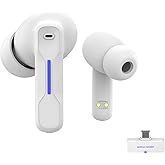 Middle Rabbit SW4 USB Wireless Earbuds for PC and Laptop: Bluetooth Headphones with 2.4GHz Dongle for Work, Wireless Headset for Work, with Microphone, Earphones with Mic for Computer Desktop(White)