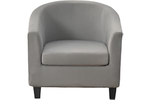 GOSTADY Club Chair Slipcover 2 Piece Solid Color Tub Chair Slipcover Soft Stretch Round Barrel Chair Covers Armchair Covers Furniture Protector for Living Room Hotel Counter Cafe 53