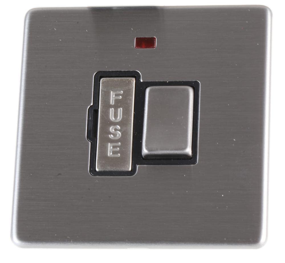 PRO ELEC PELB1152 Screwless Switched Fused Spur with Neon, 13A, Stainless Steel