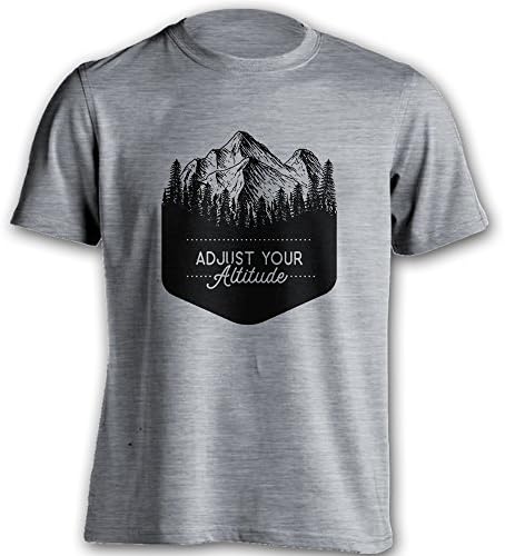 Wander Loose Men's Tshirt Adjust Your Altitude Shirt Hiking Tshirt (Heather Gray, X-Large)
