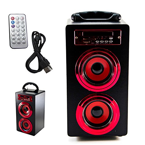 ALTAVOZ ROJO TORRE CAJA CON MANDO, BLUETOOTH, USB, SD, RADIO Y AUX PARA MP3, MP4