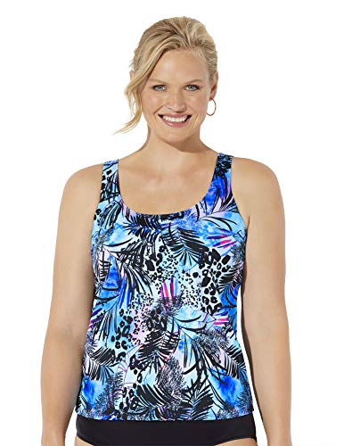 Swimsuits for All Women's Plus Size Chlorine Resistant Floral Tankini Top