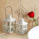 Kate Aspen 14110WT Vintage White Distressed Small Candle Lantern, One Size