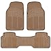 Motor Trend FlexTough Rubber Floor Mats for Car & SUV - 100% Odorless & All Weather Heavy Duty (Tan Beige)