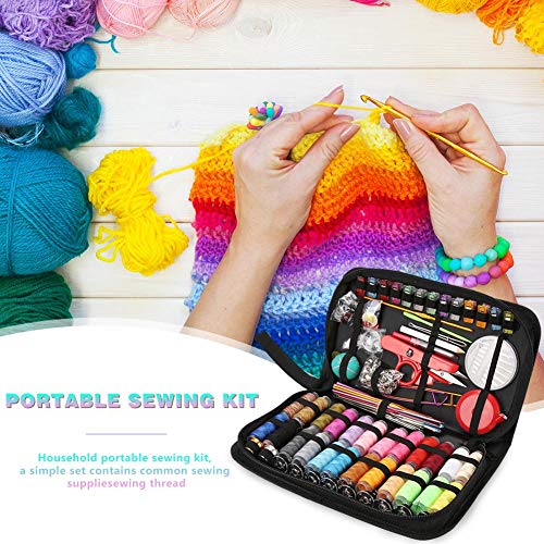Crochet Hooks Set,282pcs/Set Portable Travel Sewing Box Kitting Needles Thread Stitching Kit - Thumbnail 6