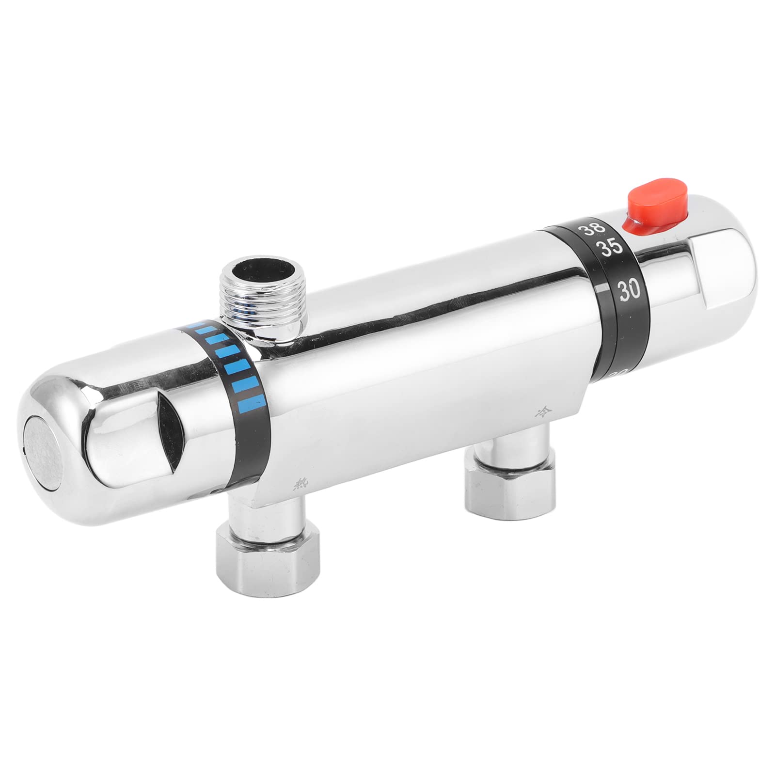 Fockety Thermostatic Mixing Valve, 20℃ to 50℃ Temp Control Thermostatic Shower Valve Surface Mounted, Stainless Steel Constant Temperature Hot Cold Water Mixer Valve for Bathroom