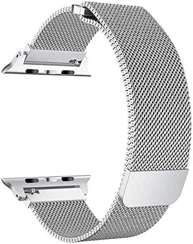SICCIDEN Compatible with iWatch Band 38mm 40mm, Milanese Mesh Loop with Magnetic Clasp Stainless Steel Replacement Band Compatible with Apple Watch Series 4 Series 3 Series 2 Series 1, Silver