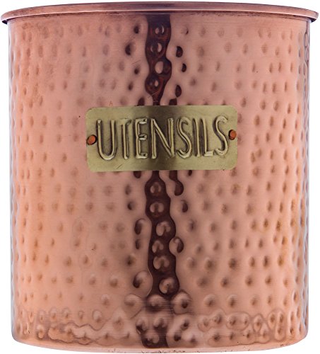 Home Essentials 80966 Hammered Copper Finish Utensil Crock 6 Diameter