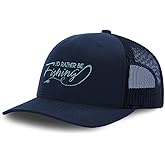 Speedy Pros Mesh Cap Hat Embroidered I'd Rather Be Fishing Blue Embroidery Trucker Hats for Men & Women Cotton