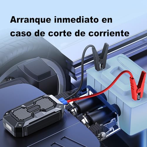 Arrancador de Batería de Coche, 12V Arrancador de Bateria de Auto Portátil, Cargador de Batería de Auto para Motores de Gasolina de 6,0L y Motores Diésel de 4,0L, Jump Starter Para Automóvil Moto etc