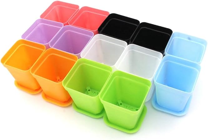 Amazon Com Kloud City 14pcs Colorful Square Plastic Plant Pot