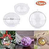 StillCool Clear Fillable Ornaments Ball, Pack of 12 Individual 60mm Craft Christmas Ornament Baubles