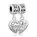 LovelyJewelry Sterling Silver Heart Mom Mother & Son Family Charm Dangle Beads For Bracelet