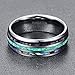 NUNCAD Mens Tungsten Ring Wedding Band 8mm Real Blue/Green Opal and Abalone Shell Tungsten Engagement Ring Comfort Fit Size 7-12