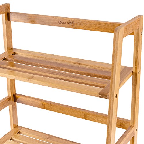 image for COSTWAY 4 Tier Bamboo Ladder Shelf Multifunctional Plant Flower Displa