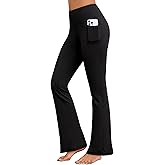 AegisChic Flare Yoga Pants with Pockets for Women Wide Leg Tummy Control Flared Workout Leggings High Waist