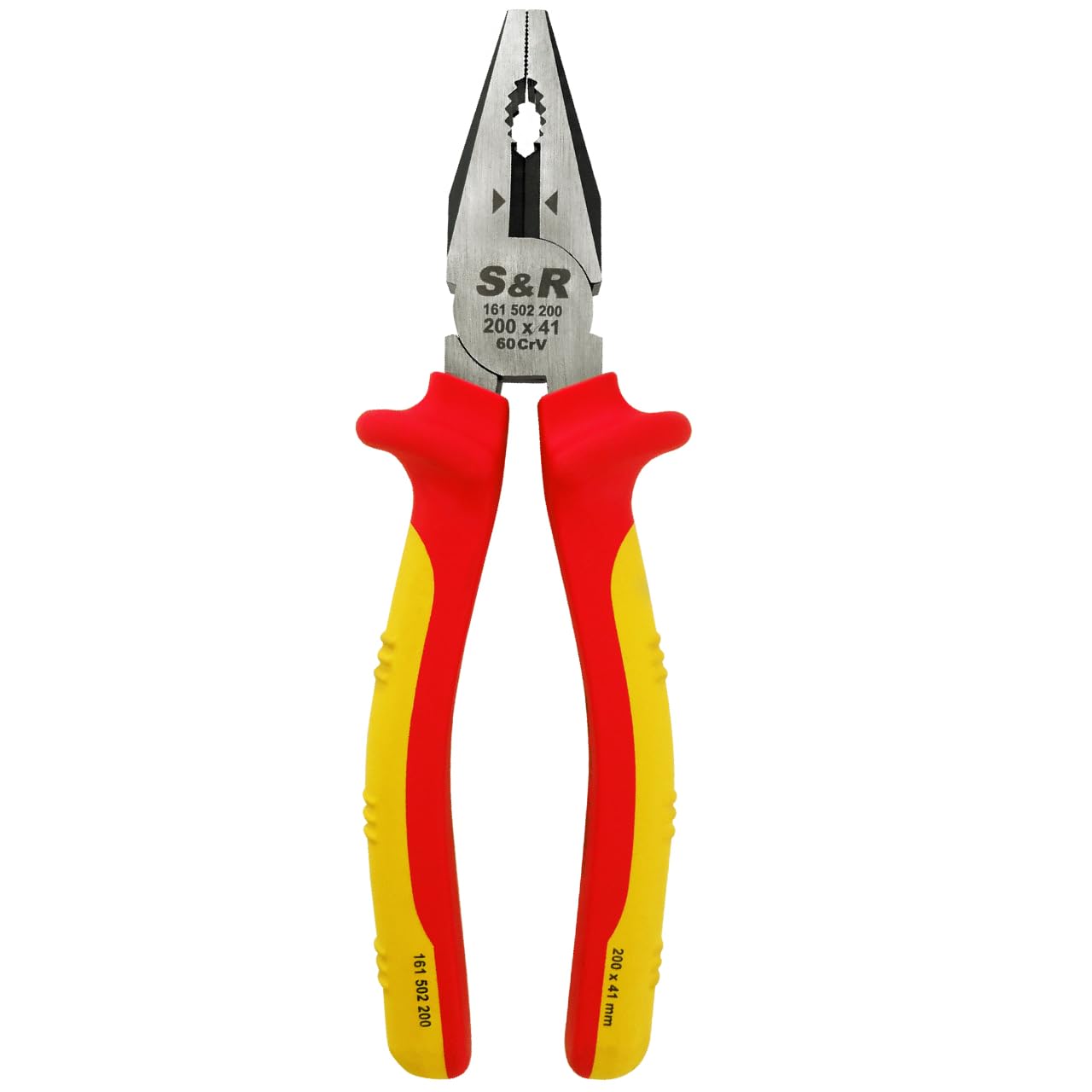 S&R VDE- Combination Insulated 1000V Pliers 200mm Universal Pliers, Jaws 41 mm, VDE Series 1000V