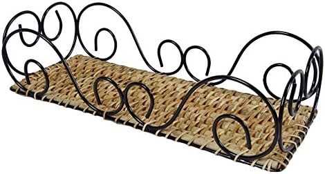 Metal Fencing Decorative Rectangular Bread Basket Wooden Wicker Cane Baskets